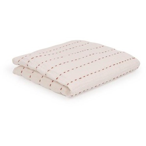 Kave Home - Avidal Decke aus 100% Baumwolle weiß und Streifen in der Farbe Terrakotta 70 x 70 cm