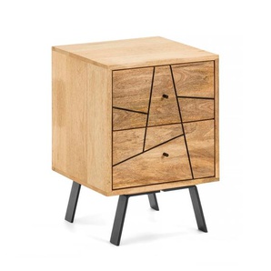 Kave Home - Balia Nachttisch aus massivem Mangoholz und Metall 40 x 56 cm