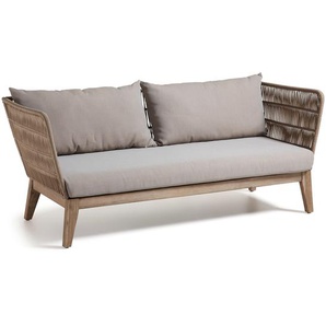 Kave Home - Belleny 3-Sitzer-Sofa aus Seil in Beige und massivem Akazienholz FSC 100% 176 cm