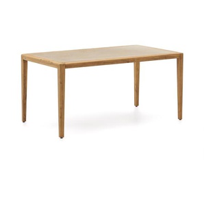 Kave Home - Besserer Tisch aus beigem Polyzement und massivem Akazienholz 200 x 90 cm FSC 100%