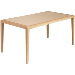Kave Home - Better Tisch aus beigem Polyzement und massivem Akazienholz 160 x 90 cm FSC 100%