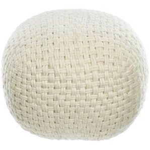 Kave Home - Betty runder Pouf 100% Wolle weiß Ø 50 cm