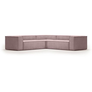 Kave Home - Blok 4-Sitzer Ecksofa in rosa Cord 290 x 290 cm