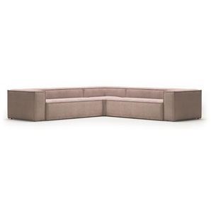 Kave Home - Blok 6-Sitzer-Ecksofa breiter Cord rosa 320 x 320 cm