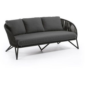 Kave Home - Branzie 3-Sitzer-Sofa aus schwarzem Seil 180 cm
