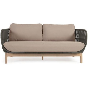 Kave Home - Catalina 3-Sitzer Sofa aus grünem Seil und massivem Akazienholz 170 cm 100% FSC