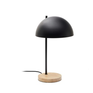 Kave Home - Catlar Tischlampe aus Eschenholz und Metall mit schwarzem Lackfinish