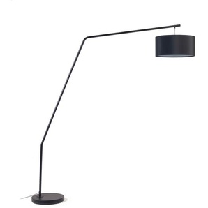 Kave Home - Ciana Stehlampe aus Metall mit schwarzem Finish und Lampenschirm aus Baumwolle