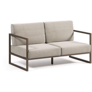 Kave Home - Comova 2-Sitzer Sofa 100% outdoor hellgrau und Aluminium grün 150 cm