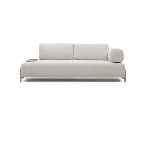 Kave Home - Compo 3-Sitzer-Sofa Beige, kleines Tablett Eichenfurnier und Metallgestell grau 232cm