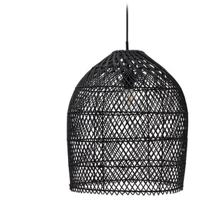 Kave Home - Domitila Lampenschirm fÃ¼r Pendelleuchte aus Rattan mit schwarzem Finish Ã˜ 44 cm