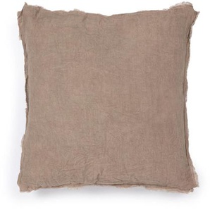 Kave Home - Draupadi Kissenbezug 100% Leinen braun 45 x 45 cm