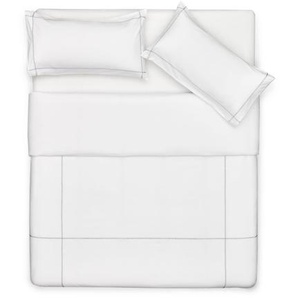 Kave Home - Elvia Set aus Bettdeckenbezug und Kissenhülle aus Baumwollperkal Fadenzahl 180 weiß 150 x