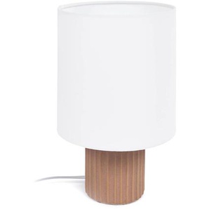 Kave Home - Eshe Tischlampe aus Keramik in der Farbe Terrakotta und weiÃŸ und UK-Adapter