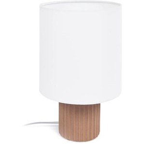 Kave Home - Eshe Tischlampe aus Keramik in der Farbe Terrakotta und weiß und UK-Adapter