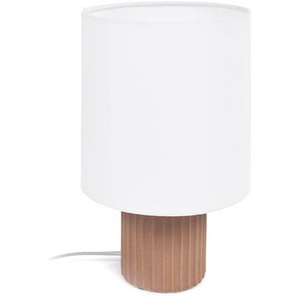 Kave Home - Eshe Tischlampe aus Keramik in der Farbe Terrakotta und weiß und UK-Adapter