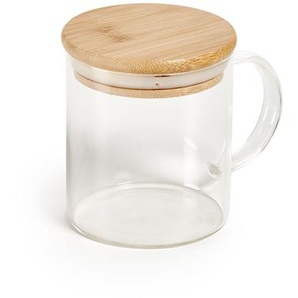 Kave Home - Eumelia Tasse aus transparentem Glas mit Bambusdeckel