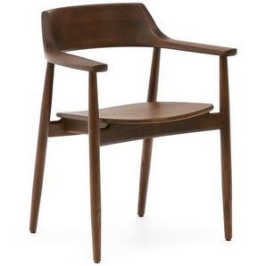 Kave Home - Fondes Stuhl aus massivem Eichenholz mit Nussbaum-Finish FSC Mix Credit