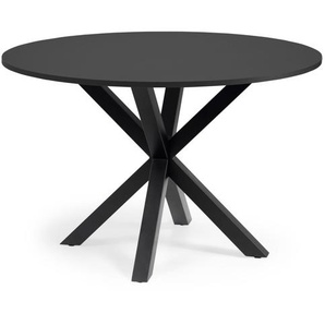 Kave Home - Argo runder Tisch mit schwarzer MDF-Platte und schwarzen Stahlbeinen Ø 119 cm