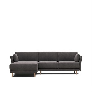 Kave Home - Gilma 3-Sitzer-Sofa mit Chaiselongue rechts/links grau mit Beinen natur 260 cm FR
