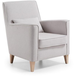 Kave Home - Glam Sessel beige mit Beinen aus massivem Buchenholz