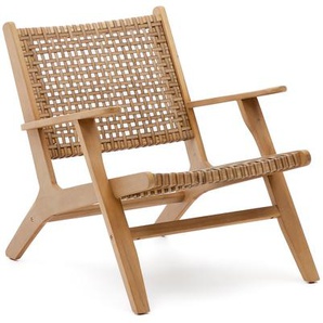 Kave Home - Grignoon Sessel aus massivem Akazienholz und geflochtener Korbweide 100% FSC