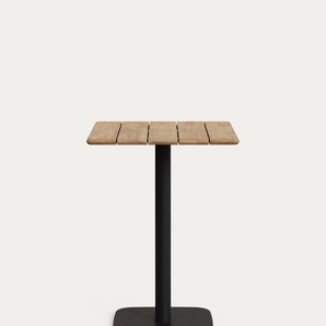 Kave Home - Hoher quadratischer Bar-Tisch Saura aus schwarzem Stahl und Akazienholz mit natÃ¼rlichem Fi