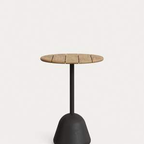 Kave Home - Hoher Saura Bar-Tisch aus schwarzem Stahl und Akazienholz mit natürlichem Finish 95 x Ø70
