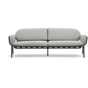 Kave Home - Joncols 3-Sitzer-Gartensofa aus Aluminium mit Finish in Grau 225 cm