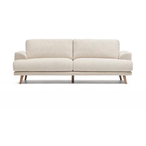 Kave Home - Karin 3-Sitzer-Sofa weiß und Beine aus massiver Buche 231 cm