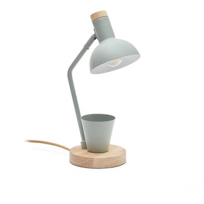 Kave Home - Katia Schreibtischlampe aus Holz und grünem Metall