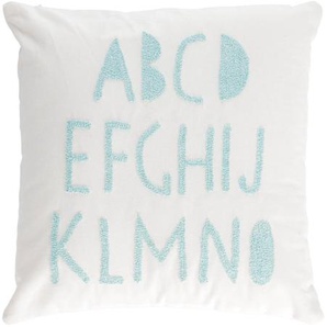 Kave Home - Keila Kissenbezug 100% Baumwolle weiÃŸ ABC blau 45 x 45 cm