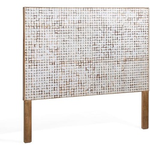 Kave Home - Kron Bettkopfteil Beine massives Mangoholz und Kokosnussschalen für Bett mit 160 cm Breite