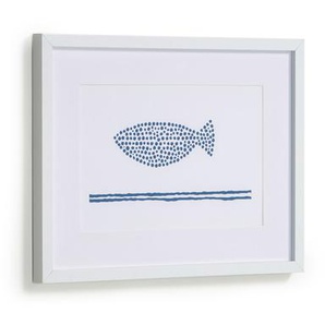 Kave Home - Kuma Bild von einem Fisch mit blauen Punkten 30 x 40 cm