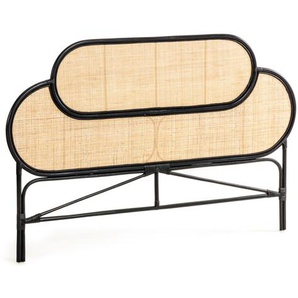 Kave Home - Lalita Bettkopfteil aus Rattan mit schwarzem Finish für Bett von 160 cm