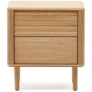 Kave Home - Lenon Nachttisch 2 Schubladen aus Holz und Eichenfurnier 50 x 55 cm FSC MIX Credit