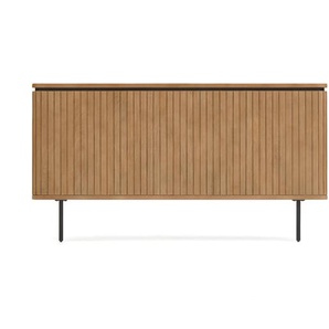 Kave Home - Licia Bettkopfteil massives Mangoholz und Metall mit schwarzem Finish für Bett von 180 cm