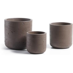Kave Home - Low Töpfe, 3er-Set, braun Ø 18 cm / Ø 15 cm / Ø 12 cm