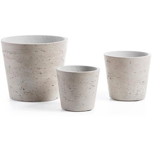 Kave Home - Low Töpfe, 3er-Set, grau Ø 23,5 cm / Ø 16,5 cm / Ø 14 cm