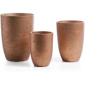 Kave Home - Low Töpfe, 3er-Set, Kupfer Ø 20 cm / Ø 17 cm / Ø 13 cm
