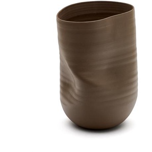 Kave Home - Macarelleta Vase aus Keramik in Dunkelbraun Ø 32 cm