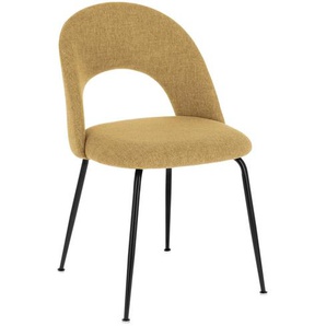 Kave Home - Mahalia Stuhl senfgelb und Stahlbeine mit schwarzem Finish