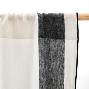 Kave Home - Maileth Vorhang aus Baumwolle und weiÃŸem Leinen mit schwarzem Seitenstreifen