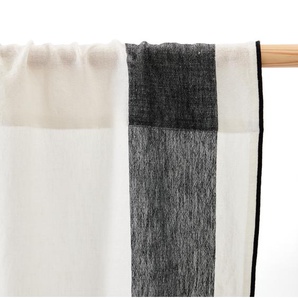 Kave Home - Maileth Vorhang aus Baumwolle und weißem Leinen mit schwarzem Seitenstreifen