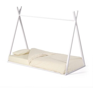Kave Home - Maralis Tipi-Bett aus massiver Buche mit weissem Finish fÃ¼r Matratze von 90 x 190 cm