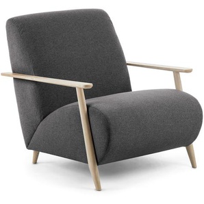 Kave Home - Meghan Sessel in Schwarz Beine aus massiver Esche mit natürlichem Finish