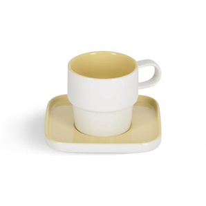 Kave Home - Midori Keramik Tasse und Untertasse in gelb