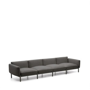 Kave Home - Modulares 4-Sitzer-Sofa fÃ¼r Outdoor Sorells Polsterung und Aluminium in Grau 370 cm