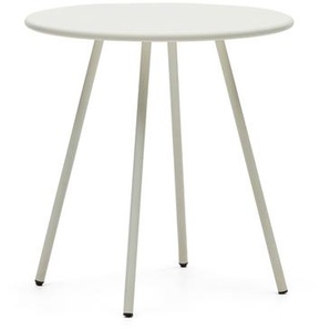 Kave Home - Montjoi runder Gartentisch aus Stahl mit weiÃŸem Finish Ã˜ 70 cm