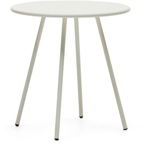 Kave Home - Montjoi runder Gartentisch aus Stahl mit weißem Finish Ø 70 cm